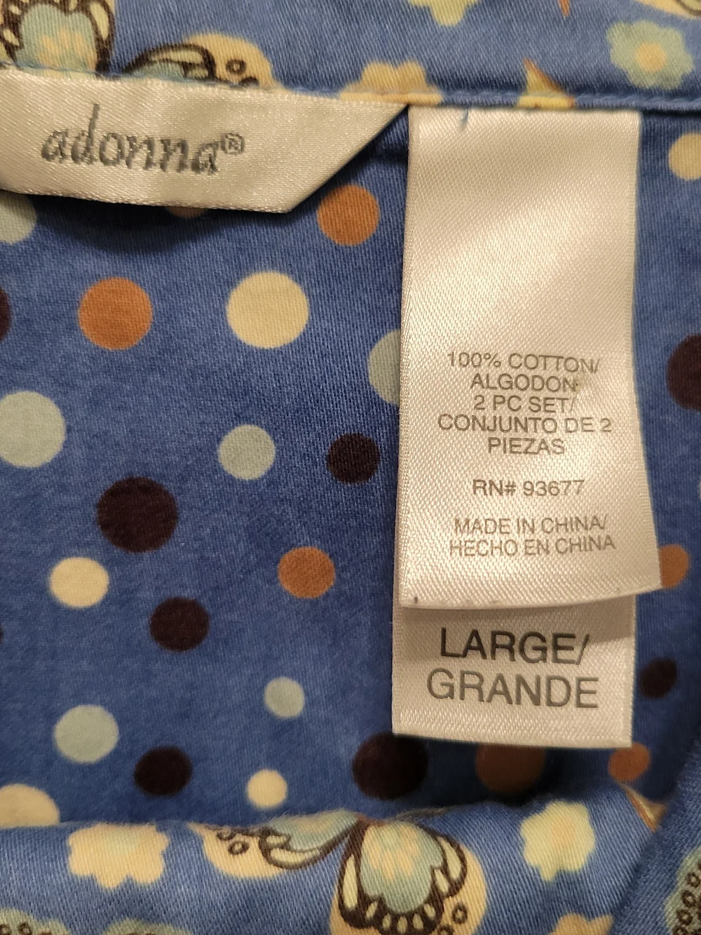 Adonna Blue Floral Cotton Pajama Set - Picture 3 of 4